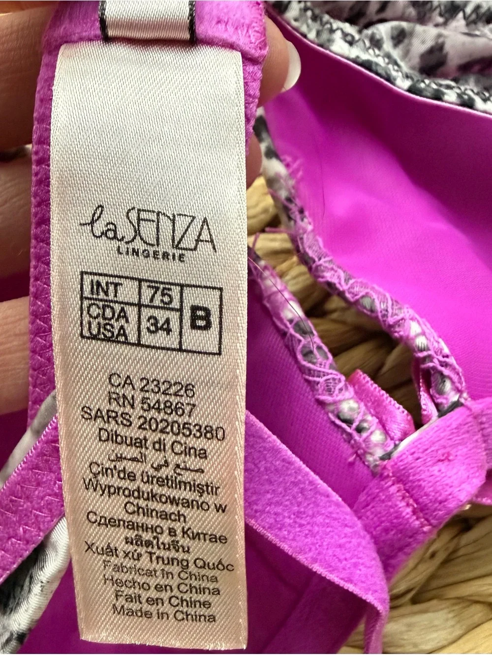 La Senza | Purple & White Leopard Print Push-Up Bra with Lace Trim - Picture 6 of 7